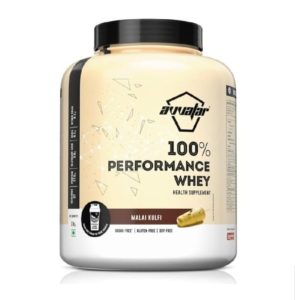 Avvatar 100% Performance Whey 2kg Malai Kulfi 27.5g Protein Supplement Jar
